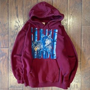 Vintage 90s Wolf Nature Hoodie
